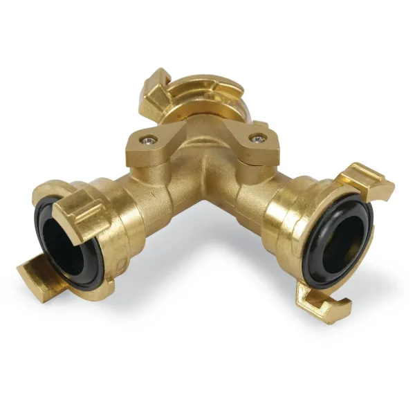Profec Geka 3-weg verdeelstuk met afsluitkraantjes - messing