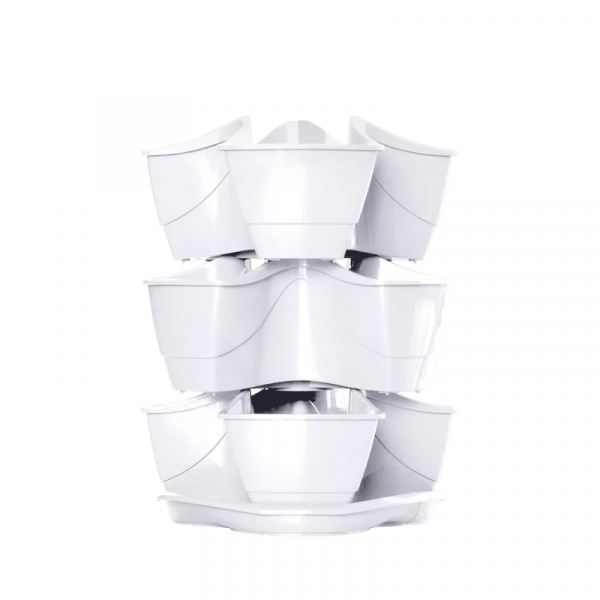 Prosperplast DKN300W-S449 Coubi Herbal bloempot / kruidenpot toren met ophangketting - 9 liter - wit