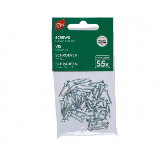 Ellen Tochtstripschroeven verzonken kop - pozidriv (PZ) - 2.6x16 mm - staal verzinkt - 55 stuks - 850100550
