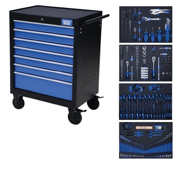 Draper Gereedschapswagen gevuld - 270 delig - 7 laden - W2001