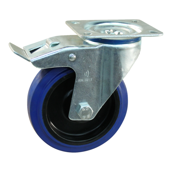 Novio serie 13-15 Zwenkwiel geremd met plaatbevestiging - Ø100 mm - rollager - rubber/TPE - 213.102.156.500
