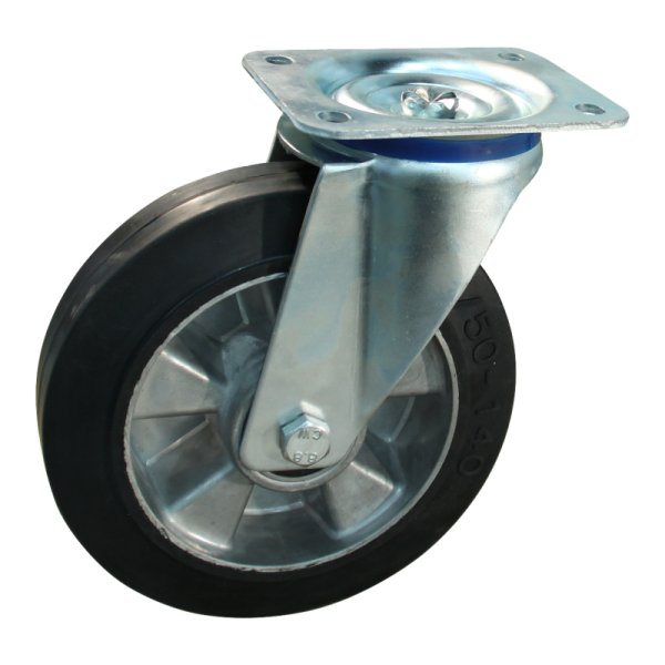 Novio serie 10-15 Zwenkwiel met plaatbevestiging - Ø200 mm - kogellager - rubber/TPE- 210.206.156.000