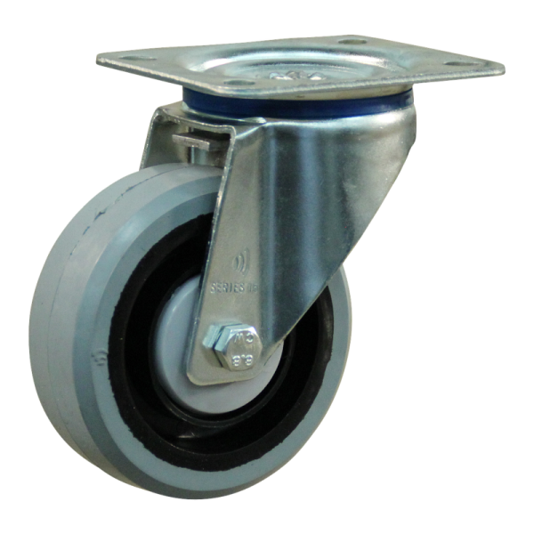 Novio serie 14-15 Zwenkwiel met plaatbevestiging - Ø100 mm - kogellager - rubber/TPE - 214.106.156.000