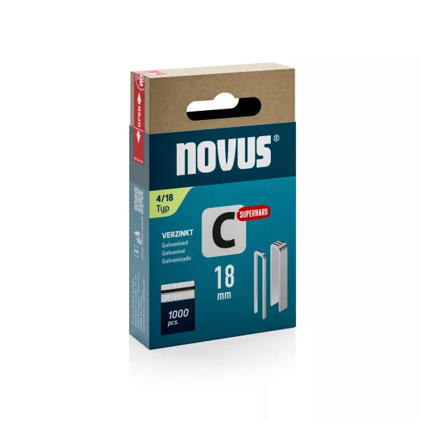 Novus Nieten met smalle rug Superhard - C type 4 - 18 mm - 1000 stuks - 042-0802