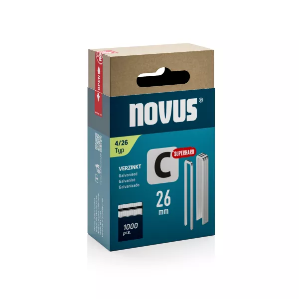 Novus Nieten met smalle rug Superhard - C type 4 - 26 mm - 1000 stuks - 042-0804