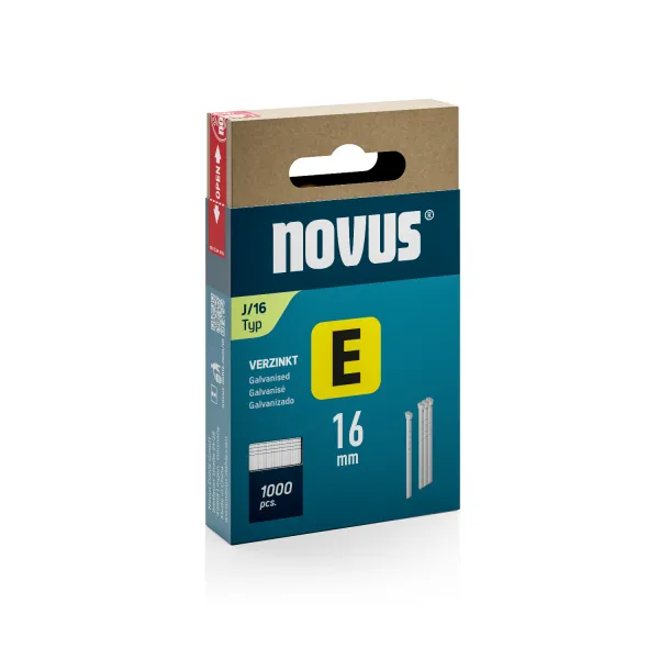 Novus Nagels / spijkers - E type J - 16 mm - 1000 stuks - 044-0089