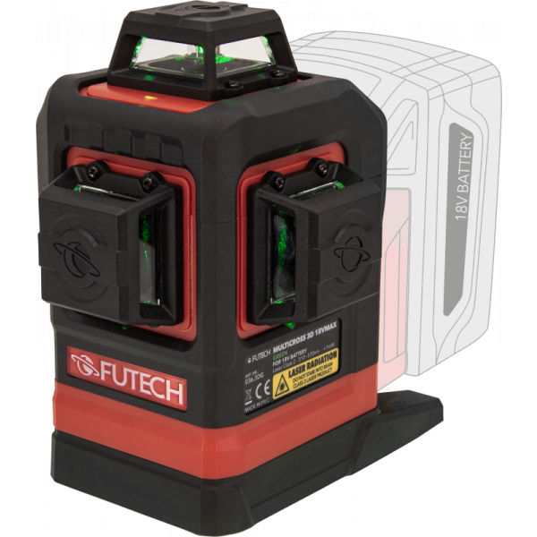 Futech Multicross 3D 18VMAX Kruislijnlaser - 18V - groen - 036.3DG