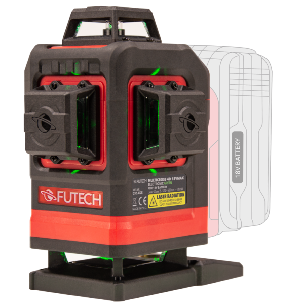 Futech MC4DE PROMO Multicross 4D 18VMAX Kruislijnlaser + H036.RCO afstandbediening - 18V - groen - 036.4DE