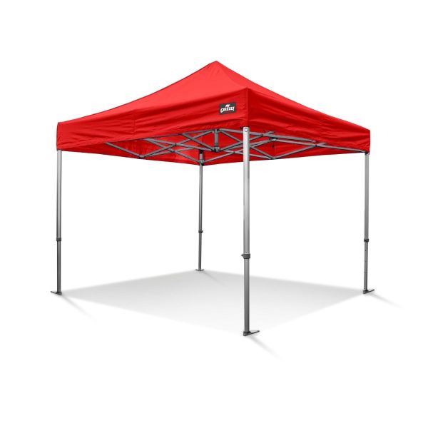 Grizzly GO-WORK40 Easy-up doorwerktent / partytent - 3x3 meter - aluminium frame - rood doek