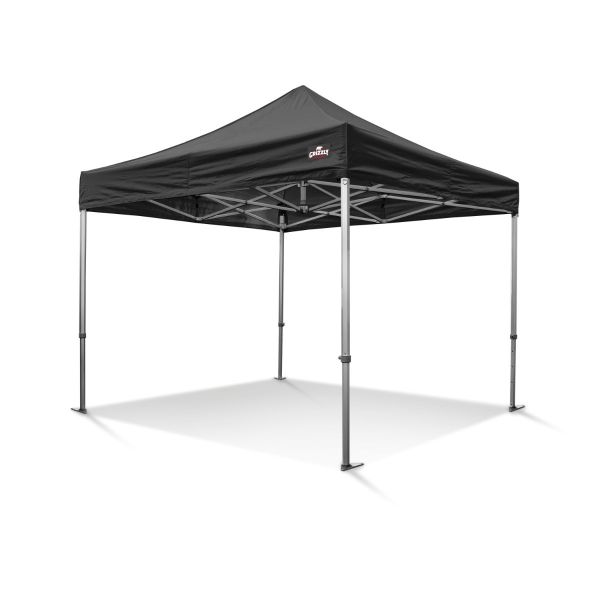 Grizzly GO-WORK40 Easy-up doorwerktent / partytent - 3x3 meter - aluminium frame - zwart doek