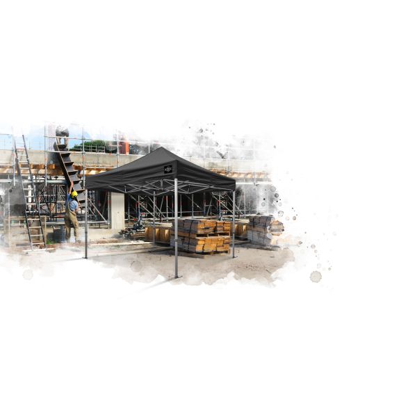 Grizzly GO-WORK50 Doorwerktent / partytent - 3x3 meter - aluminium frame - zwart doek - GOW5033Z