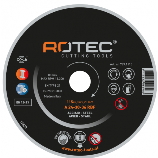 Rotec Afbraamschijf dun t.b.v. staal 115-180 mm