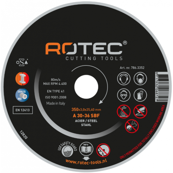 Rotec Doorslijpschijf groot t.b.v. staal - 300-350 mm