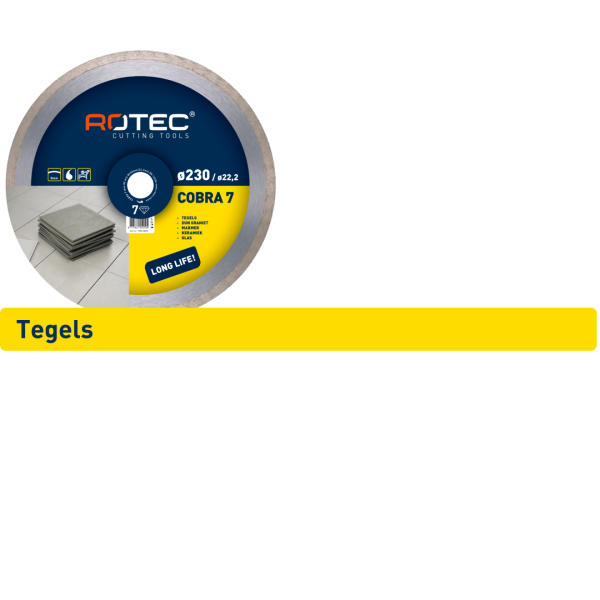 Rotec COBRA 7 Diamantzaagblad t.b.v. tegels - Ø230x22,2 mm - 700.2303