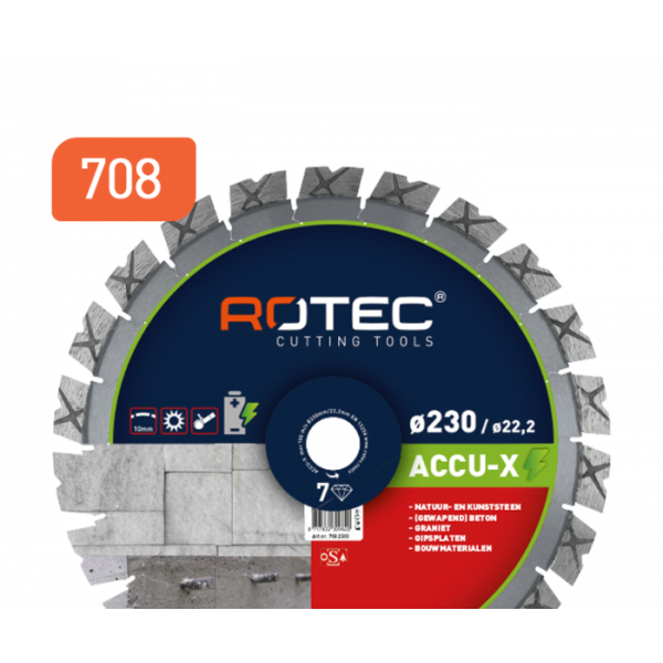 Rotec 708 ACCU-X Diamantzaagblad voor accu machines