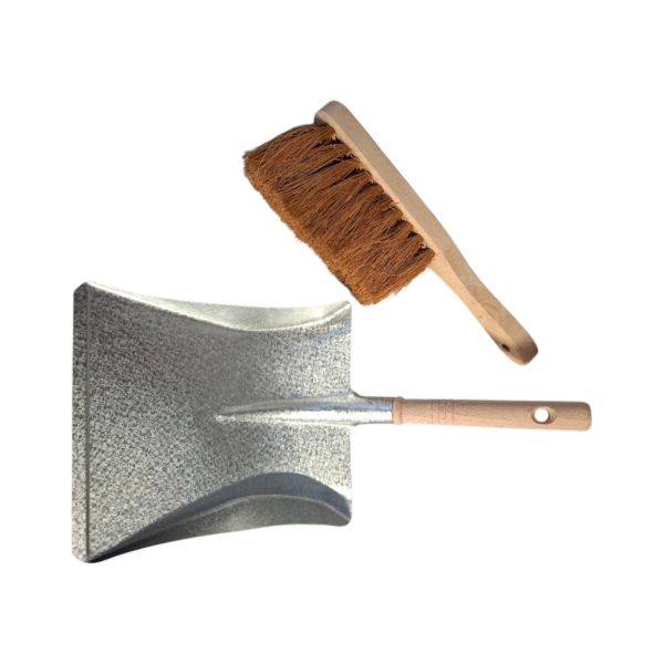 Hevu Tools Stoffer en blik - metaal/hout - kokos vezel