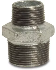 Profec 245 Verloopnippel - 3/8" x 1/4" buitendraad - gietijzer gegalvaniseerd - 25 bar