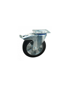 Novio serie 10-15 Zwenkwiel geremd met plaatbevestiging - Ø200 mm - kogellager - rubber/TPE- 210.206.156.500