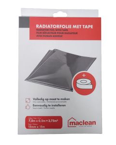 Mac Lean Radiatorfolie met tape - 7,5 x 0,5 meter - zilver - 0414150
