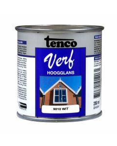 TencoVerf Dekkend hoogglans - wit RAL 9010 - 250 ml - 11270001