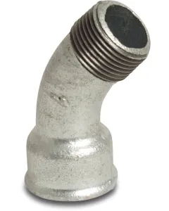 Profec Bocht 45° nr.40 - gietijzer gegalvaniseerd - 25 bar - binnendraad x buitendraad
