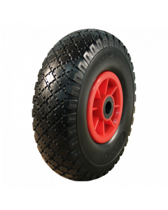 Novio Steekwagenwiel PU volrubber - 3.00-4 - 2.10-4 - rollager - asgat Ø20 mm - NL75 mm - kunststof velg - rood