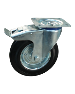 Novio serie 02-15 Zwenkwiel geremd met plaatbevestiging - Ø100 mm - rollager - rubber/TPE - 202.102.156.500