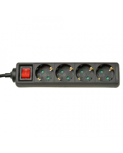 VB Tafelcontactdoos met schakelaar - 4-voudig - 1,5 meter 3x1,5 mm² - zwart