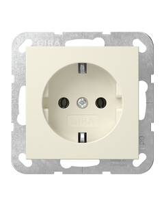 Gira 418801 Wandcontactdoos met randaarde - met klauwbevestiging - crème wit glanzend