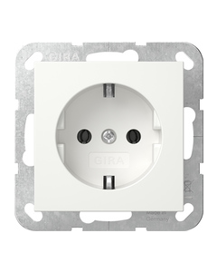 Gira 418803 Wandcontactdoos met randaarde - met klauwbevestiging - zuiver wit glanzend