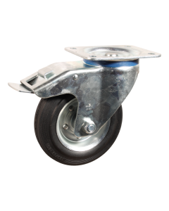 Novio serie 02-15 Zwenkwiel geremd met plaatbevestiging - Ø200 mm - rollager - rubber/TPE - 202.202.156.500