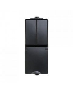 ION Opbouw combinatie wandcontactdoos en serieschakelaar IP55 - verticaal - zwart - 55.200.200