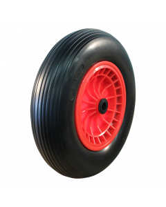 Novio Kruiwagenwiel PU volrubber - 4.00-8 - 2.50A-8 - rollager - asgat Ø20 mm - NL75 mm - kunststof velg