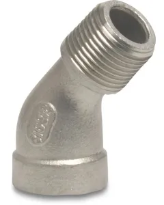 Profec Knie 45° nr. 121 - RVS - 16 bar - binnendraad x buitendraad