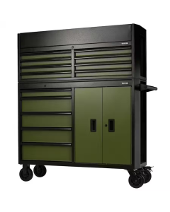 Bunker Gereedschapswagen met topkoffer (leeg) - 13 lades - groen - 24255