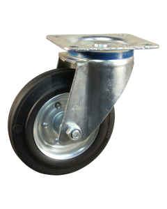 Novio serie 02-15 Zwenkwiel met plaatbevestiging - Ø160 mm - rollager - rubber/TPE - 202.162.156.000