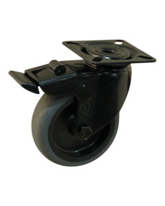 Novio serie 68-60 Zwenkwiel geremd met plaatbevestiging - Ø75 mm - glijlager - rubber/TPE - 468.751.606.301