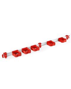 Toolflex ONE Aluminium rail met 5 gereedschapshouders - 940 mm - Ø15-35 mm - rood