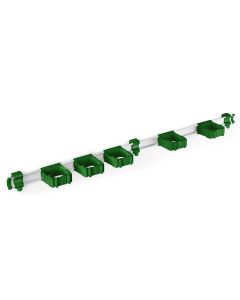 Toolflex ONE Aluminium rail met 5 gereedschapshouders - 940 mm - Ø15-35 mm - groen