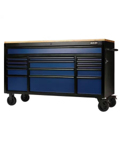 Bunker Gereedschapswagen/werkbank - 15 lades - 155 cm - blauw - 27336