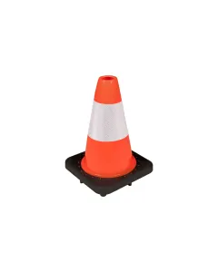 Labora Pilon / verkeerskegel met verzwaarde voet - 32 cm - oranje / wit - kunststof