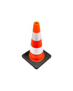 Labora Pilon / verkeerskegel met verzwaarde voet - 50 cm - oranje / wit - kunststof