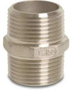 Profec Dubbele nippel nr.280 - RVS - 16 bar - 2x buitendraad