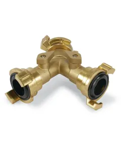 Profec Geka 3-weg verdeelstuk met afsluitkraantjes - messing