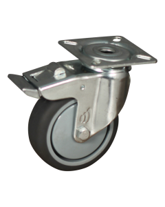 Novio serie 68-60 Zwenkwiel geremd met plaatbevestiging - Ø75 mm - kogellager - rubber/TPE - 468.756.606.300