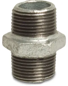 Profec Dubbele nippel nr. 280 - gietijzer gegalvaniseerd - 25 bar - 2x buitendraad