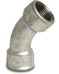 Profec Bocht 45° nr.41 - gietijzer gegalvaniseerd - 25 bar - 2x binnendraad