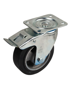 Novio serie 10-15 Zwenkwiel geremd met plaatbevestiging - Ø125 mm - kogellager - rubber/TPE- 210.126.156.500