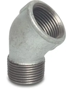 Profec Knie 45° nr. 121 - gietijzer gegalvaniseerd - 25 bar - binnendraad x buitendraad