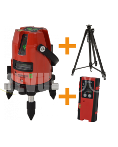 Futech MULTICROSS 5 SD GREEN kruislijnlaser met statief + ontvanger - Li-Ion - groen - 033.05G-P